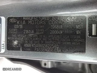 2016 Kia Forte 5-Door LX with VIN KNAFK5A86G5622540, listed as a Copart auction lot 45663255 with 104,753 mi miles and Salvage Title. Bid and sale history available at carsss.com. Image 12.