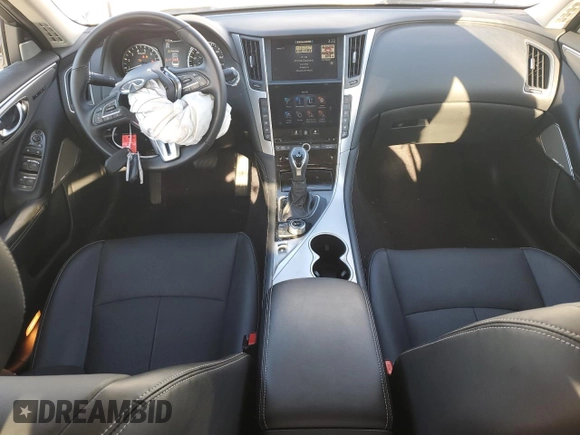 2024 Infiniti Q50 Luxe with VIN JN1EV7BP7RM600453, listed as a Copart auction lot 82838974 with 9,596 mi miles and Salvage title. Bid and sale history available at DreamBid. Image 8.