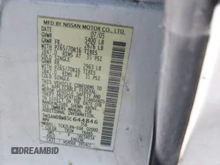 2005 Nissan Xterra S z VIN 5N1AN08W85C644846, wystawiony jako IAAI lot #41942899 z przebiegiem 172 518 mil mil oraz . Historia ofert i sprzedaży dostępna na DreamBid. Obrazek 9.