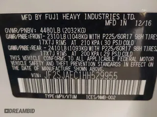 2017 Subaru Forester Premium with VIN JF2SJAEC1HH529955, listed as a IAAI auction lot 41466682 with 126,118 mi miles. Bid and sale history available at carsss.com. Image 9.