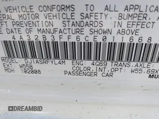 2012 Mitsubishi Galant ES with VIN 4A32B3FF6CE011668, listed as a IAAI auction lot 41828187 with 125,878 mi miles. Bid and sale history available at carsss.com. Image 9.
