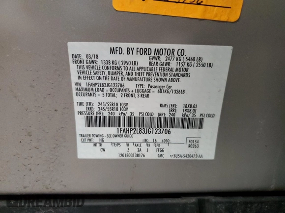 2018 Ford Police Interceptor z VIN 1FAHP2L83JG123706, wystawiony jako Copart lot #50048695 z przebiegiem Nie podano mil oraz Szkoda całkowita • Salvage title. Historia ofert i sprzedaży dostępna na DreamBid. Obrazek 13.