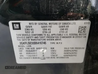 2013 GMC Terrain SLE with VIN 2GKFLSE30D6416745, listed as a Copart auction lot 42441845 with 153,295 mi miles and Clean Title. Bid and sale history available at DreamBid. Image 13.