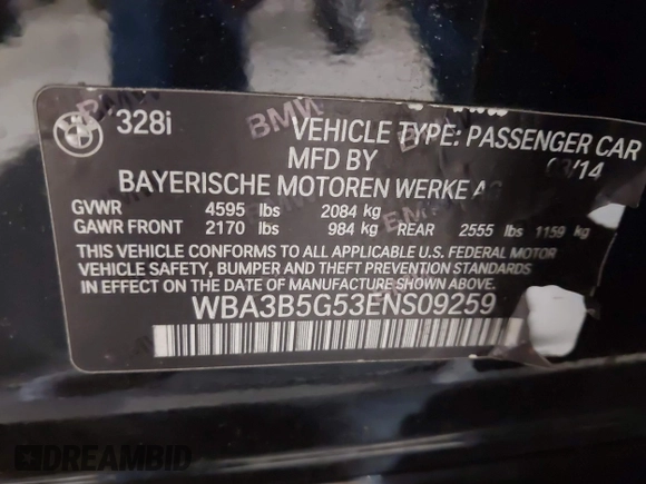 2014 BMW 3 Series 328i xDrive с VIN WBA3B5G53ENS09259, выставлен на аукционе IAAI как лот 42358472 с пробегом 152 425 миль миль и . История ставок и продаж доступна на DreamBid. Изображение 9.