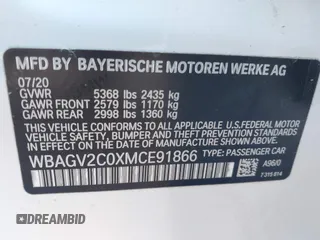 2021 BMW 8 Series 840i with VIN WBAGV2C0XMCE91866, listed as a IAAI auction lot 41688628 with 1 mi miles. Bid and sale history available at carsss.com. Image 9.