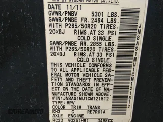 2012 Infiniti FX with VIN JN8AS1MU1CM121512, listed as a IAAI auction lot 42201447 with 285,357 mi miles. Bid and sale history available at carsss.com. Image 9.