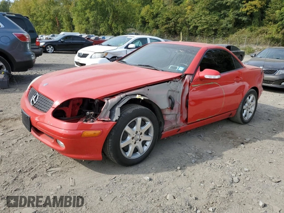 2002 Mercedes-Benz SLK-Class 2.3L Kompressor with VIN WDBKK49F22F249805, listed as a Copart auction lot 71058304 with 57,850 mi miles and Salvage Title. Bid and sale history available at carsss.com. Image 1.