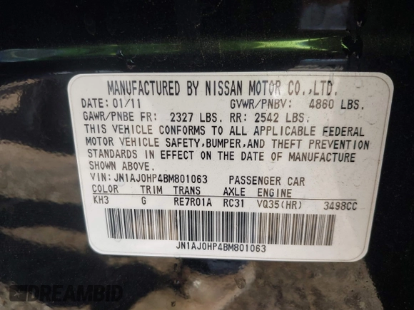 2011 Infiniti EX Journey with VIN JN1AJ0HP4BM801063, listed as a IAAI auction lot 41841520 with 159,802 mi miles. Bid and sale history available at carsss.com. Image 9.