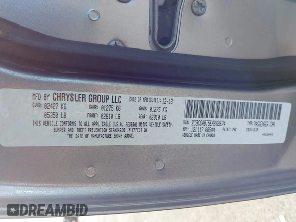 2014 Chrysler 300 with VIN 2C3CCABT5EH202874, listed as a IAAI auction lot 41842116 with 154,187 mi miles. Bid and sale history available at carsss.com. Image 9.