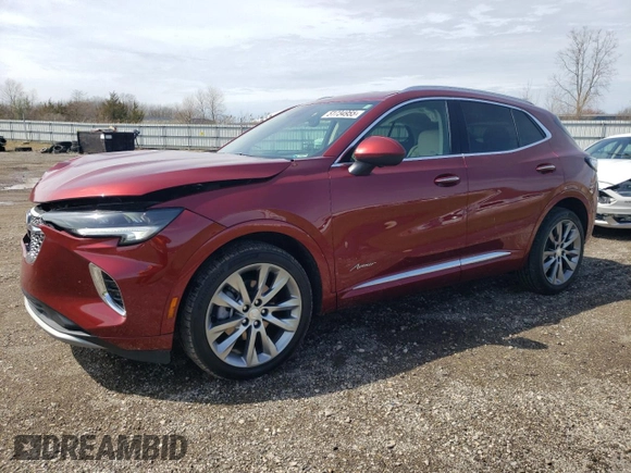 2021 Buick Envision Avenir with VIN LRBFZSR42MD141943, listed as a Copart auction lot 51734955 with 25,818 mi miles and Salvage Title. Bid and sale history available at carsss.com. Image 1.