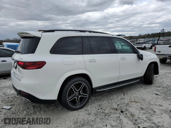 2025 Mercedes-Benz GLS with VIN 4JGFF5KE5SB316219, listed as a Copart auction lot 48843035 with 12 mi miles and Salvage Title. Bid and sale history available at carsss.com. Image 3.