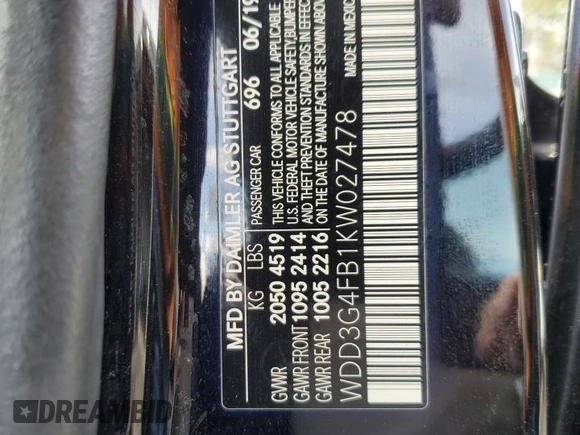 2019 Mercedes-Benz A 220 z VIN WDD3G4FB1KW027478, wystawiony jako Copart lot #54904335 z przebiegiem 64 979 mil mil oraz Szkoda całkowita • Salvage title. Historia ofert i sprzedaży dostępna na DreamBid. Obrazek 14.