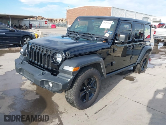 2021 Jeep Wrangler Unlimited Sport S with VIN 1C4HJXDN0MW817146, listed as a IAAI auction lot 41459993 with 20,367 mi miles and . Bid and sale history available at DreamBid. Image 2.