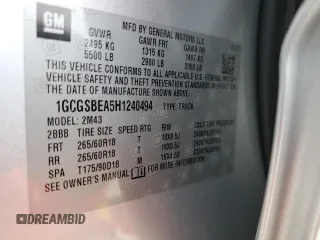 2017 Chevrolet Colorado 2WD WT with VIN 1GCGSBEA5H1240494, listed as a Copart auction lot 81361024 with 110,374 mi miles and Salvage title. Bid and sale history available at DreamBid. Image 12.