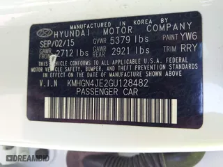 2016 Hyundai Genesis 3.8L with VIN KMHGN4JE2GU128482, listed as a IAAI auction lot 42065181 with 163,925 mi miles. Bid and sale history available at carsss.com. Image 9.