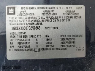 2007 Chevrolet Silverado 1500 LT w/1LT with VIN 3GCEK13387G550368, listed as a Copart auction lot 44738345 with 140,994 mi miles and Salvage Title. Bid and sale history available at carsss.com. Image 13.