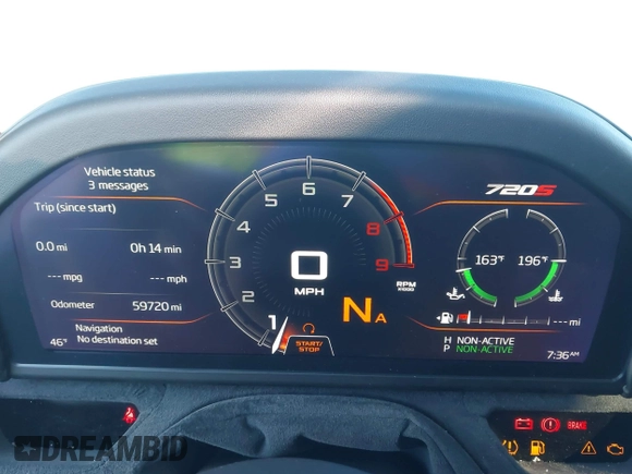 2019 McLaren 720S z VIN SBM14DCAXKW002639, wystawiony jako IAAI lot #41707749 z przebiegiem 59 720 mil mil oraz . Historia ofert i sprzedaży dostępna na DreamBid. Obrazek 7.