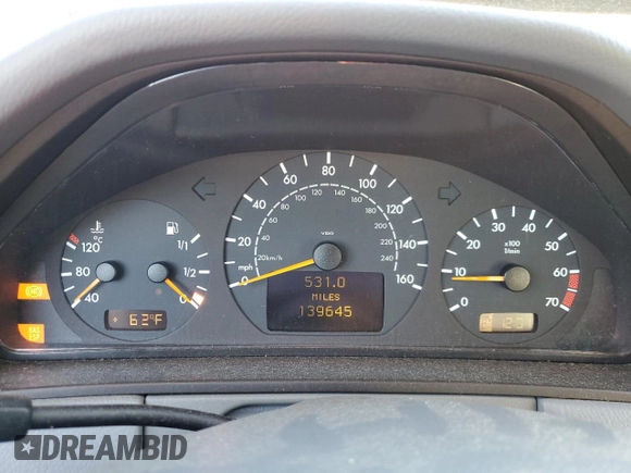 2002 Mercedes-Benz E-Class with VIN WDBJF82JX2X072551, listed as a Copart auction lot 83607634 with 139,645 mi miles and Salvage Title. Bid and sale history available at carsss.com. Image 9.
