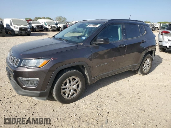 2018 Jeep Compass Sport with VIN 3C4NJCAB3JT368987, listed as a Copart auction lot 50215885 with 77,693 mi miles and Salvage Title. Bid and sale history available at carsss.com. Image 1.