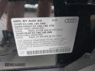 2024 Audi Q5 S line Prestige with VIN WA1FAAFY8R2034774, listed as a IAAI auction lot 42227400 with 16,521 mi miles and . Bid and sale history available at DreamBid. Image 9.