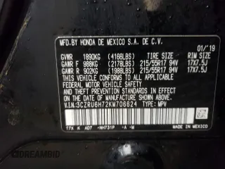 2019 Honda HR-V EX-L with VIN 3CZRU6H72KM706624, listed as a Copart auction lot 87259924 with 31,333 mi miles and Salvage Title. Bid and sale history available at carsss.com. Image 13.