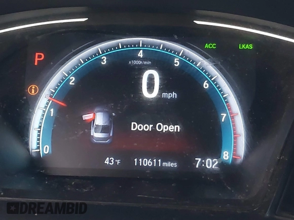 2019 Honda Civic Sedan LX with VIN 19XFC2F64KE029682, listed as a IAAI auction lot 41806403 with 110,611 mi miles. Bid and sale history available at carsss.com. Image 16.