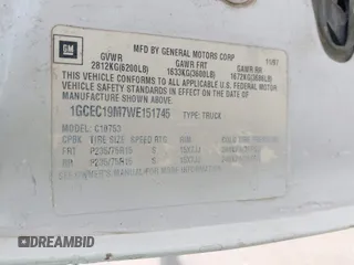 1998 Chevrolet Silverado 1500 with VIN 1GCEC19M7WE151745, listed as a IAAI auction lot 42161857 with 203,640 mi miles and . Bid and sale history available at DreamBid. Image 9.
