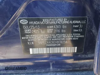 2014 Hyundai Sonata SE with VIN 5NPEC4AC6EH839254, listed as a IAAI auction lot 41531077 with 190,000 mi miles and . Bid and sale history available at DreamBid. Image 9.