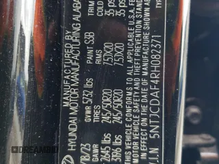 2024 Hyundai Santa Cruz Night Edition z VIN 5NTJCDAF4RH082371, wystawiony jako Copart lot #54815695 z przebiegiem 11 154 mil mil oraz Szkoda całkowita • Salvage title. Historia ofert i sprzedaży dostępna na DreamBid. Obrazek 13.