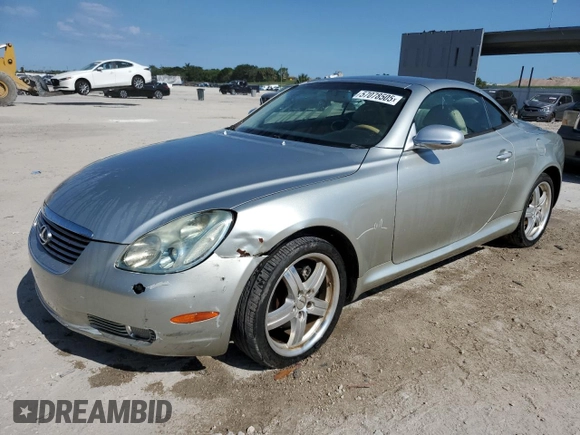 2002 Lexus SC 430 with VIN JTHFN48Y120002712, listed as a Copart auction lot 57078505 with 129,826 mi miles and Salvage Title. Bid and sale history available at DreamBid. Image 1.
