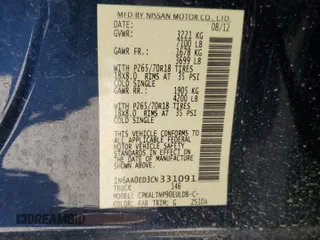 2012 Nissan Titan SV with VIN 1N6AA0ED3CN331091, listed as a Copart auction lot 57805625 with 106,693 mi miles and Salvage title. Bid and sale history available at DreamBid. Image 13.