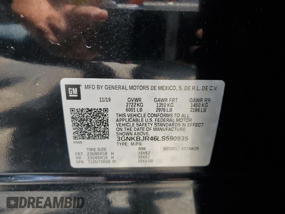 2020 Chevrolet Blazer LT z VIN 3GNKBJR46LS590935, wystawiony jako Copart lot #61533785 z przebiegiem 81 308 mil mil oraz Szkoda całkowita • Salvage title. Historia ofert i sprzedaży dostępna na DreamBid. Obrazek 13.