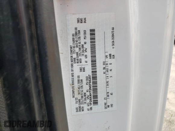 2022 Ford F-450 с VIN 1FD9X4HT2NEF66207, выставлен на аукционе Copart как лот 58410455 с пробегом 17 011 миль миль и Списание • Salvage title. История ставок и продаж доступна на DreamBid. Изображение 12.