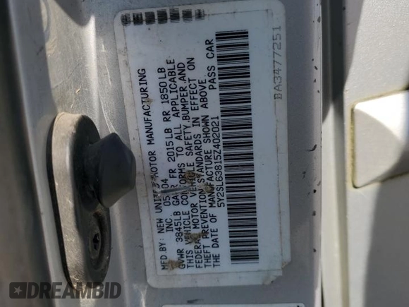 2005 Pontiac Vibe with VIN 5Y2SL63815Z402021, listed as a Copart auction lot 61993385 with 185,530 mi miles and Salvage title. Bid and sale history available at DreamBid. Image 12.