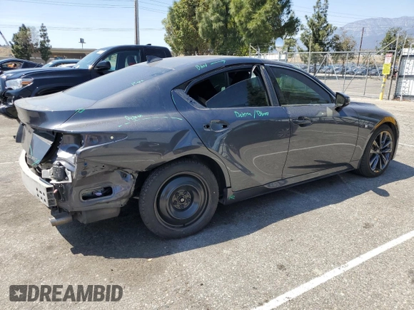2022 Lexus IS 350 F Sport with VIN JTHGZ1B27N5055935, listed as a Copart auction lot 52050285 with 40,586 mi miles and Salvage title. Bid and sale history available at DreamBid. Image 3.