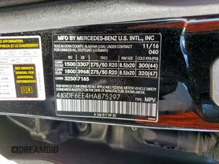 2017 Mercedes-Benz GLS 450 with VIN 4JGDF6EE4HA875297, listed as a Copart auction lot 54124085 with 118,197 mi miles and Salvage Title. Bid and sale history available at DreamBid. Image 14.