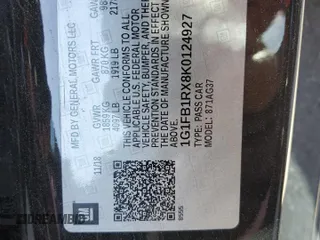2019 Chevrolet Camaro 1LS with VIN 1G1FB1RX8K0124927, listed as a Copart auction lot 41842313 with 37,214 mi miles. Bid and sale history available at carsss.com. Image 13.