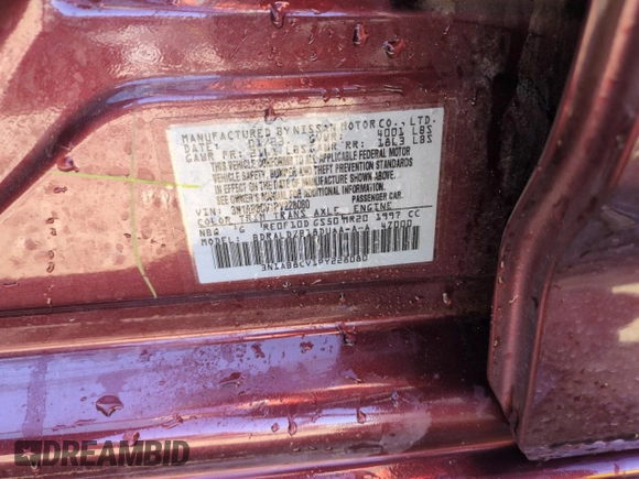 2023 Nissan Sentra SV with VIN 3N1AB8CV1PY228080, listed as a Copart auction lot 50609275 with 17,505 mi miles and Salvage Title. Bid and sale history available at DreamBid. Image 12.