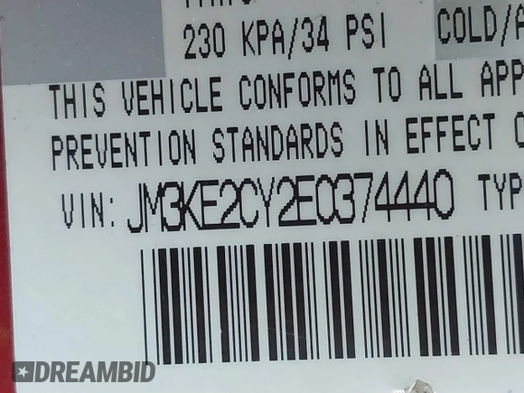 2014 Mazda CX-5 Touring with VIN JM3KE2CY2E0374440, listed as a IAAI auction lot 41634144 with 106,145 mi miles and . Bid and sale history available at DreamBid. Image 9.