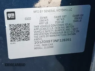2022 Chevrolet Malibu LT with VIN 1G1ZD5ST3NF128391, listed as a IAAI auction lot 41967057 with 70,376 mi miles and . Bid and sale history available at DreamBid. Image 9.