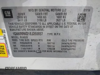 2014 GMC Acadia SLT with VIN 1GKKRRKD1EJ260657, listed as a IAAI auction lot 41383103 with 154,915 mi miles. Bid and sale history available at carsss.com. Image 9.