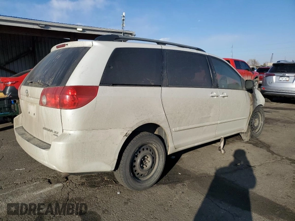 2008 Toyota Sienna XLE with VIN 5TDBK22C18S019252, listed as a Copart auction lot 47625775 with 0 mi miles and Non Repairable. Bid and sale history available at carsss.com. Image 3.