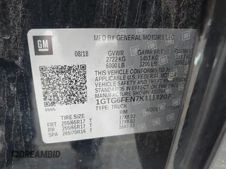 2019 GMC Canyon 4WD All Terrain w/Cloth with VIN 1GTG6FEN7K1114207, listed as a IAAI auction lot 41783729 with 46,197 mi miles. Bid and sale history available at carsss.com. Image 9.