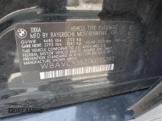 2007 BMW 3 Series 328xi with VIN WBAVC93527K035191, listed as a Copart auction lot 67522624 with 147,464 mi miles and Salvage Title. Bid and sale history available at carsss.com. Image 12.