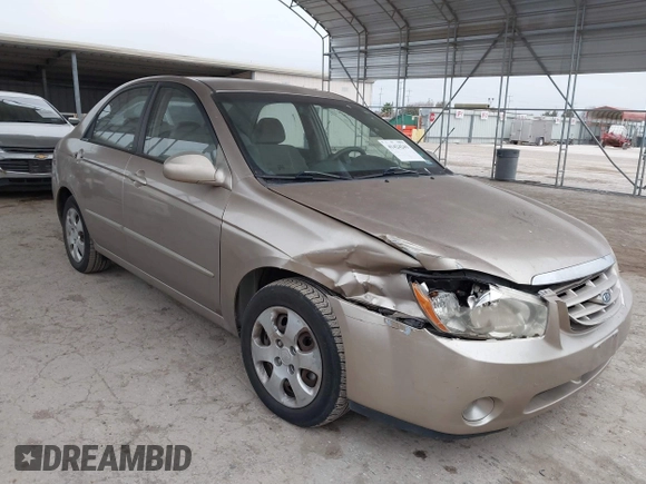 2004 Kia Spectra LX with VIN KNAFE121245064294, listed as a IAAI auction lot 41424241 with 110,136 mi miles. Bid and sale history available at carsss.com. Image 1.