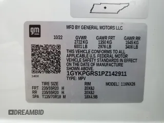 2023 Cadillac XT6 AWD Sport with VIN 1GYKPGRS1PZ142911, listed as a Copart auction lot 63526074 with 21,982 mi miles and Clean Title. Bid and sale history available at carsss.com. Image 14.