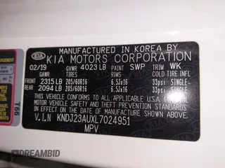 2020 Kia Soul S with VIN KNDJ23AUXL7024951, listed as a IAAI auction lot 42067503 with 75,969 mi miles. Bid and sale history available at carsss.com. Image 9.