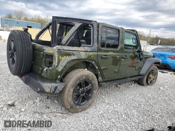 2023 Jeep Wrangler Sport S with VIN 1C4HJXDG0PW629815, listed as a Copart auction lot 53826875 with 9,260 mi miles and Salvage Title. Bid and sale history available at DreamBid. Image 3.