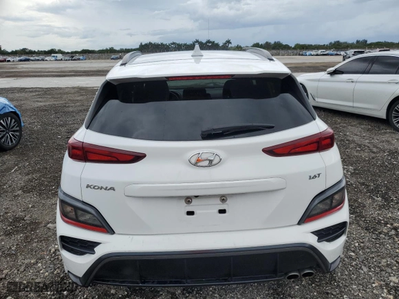 2022 Hyundai Kona N Line with VIN KM8K33A3XNU802061, listed as a Copart auction lot 52388735 with 58,892 mi miles and Salvage Title. Bid and sale history available at carsss.com. Image 6.