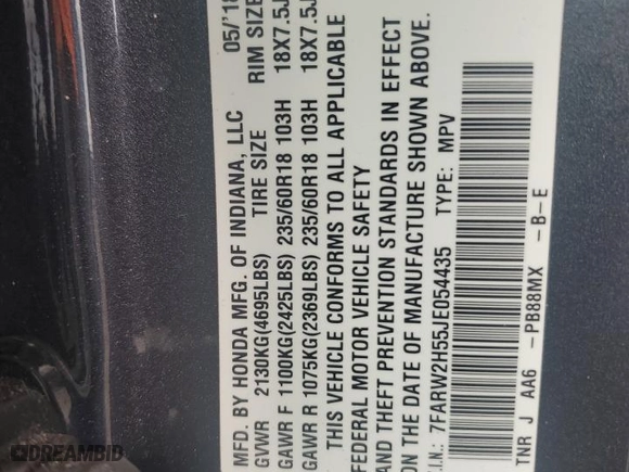 2018 Honda CR-V EX with VIN 7FARW2H55JE054435, listed as a Copart auction lot 50211165 with 34,617 mi miles and Salvage Title. Bid and sale history available at carsss.com. Image 15.